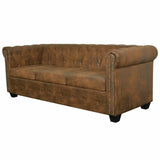 Homgoday Canapé Chesterfield 3 places en similicuir de luxe et doux pour salon, cadre en bois, facile à nettoyer, marron, 200,5 x 76 x 70 cm