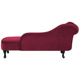 Chaise Longue Côté Gauche Méridienne en Velours Rouge Glamour Elégant Salon Nimes