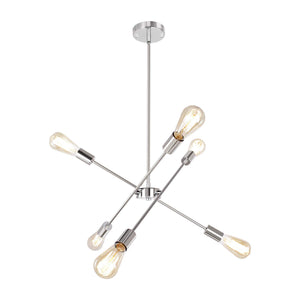 JHLBYL Moderne Spoutnik Plafonnier Vintage Chrome Métal 6 Lumières Lustre Nordique Argent Pendentif Luminaires pour Salon Chambre Salle à Manger