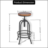 BOKKOLIK Lot de 2 tabourets de bar industriels rétro pivotants de 71,1 à 86,4 cm, chaises de cuisine extra hautes, hauteur réglable, entièrement soudés (noir)