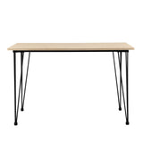 Table de Salle à Manger Cuisine Salon pour 4 Personnes Plateau MDF Pieds Acier Épingle à Cheveux 120 x 70 x 75 cm Effet Chêne et Noir