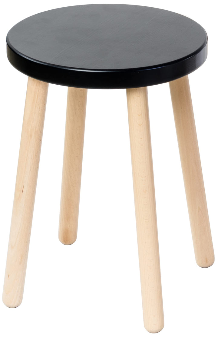 Spec-Wood Tabouret de bar - Tabouret de cuisine - Support de fleurs en bois - Petite table basse - Support pour plantes - Tabouret rond - Noir/hêtre naturel