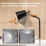 OUSFOT Lampadaire sur Pied Salon 146cm 230V Lampadaire Industriel Rétro Lampe Salon E27 Lampe sur Pied en Métal Lampe de Lecture pour Salon, Chambre, Bureau (Sans Ampoules) Noir