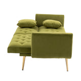 YESGIGA Canapé design 3 places en velours doux, canapé-lit convertible, canapé-lit convertible, support de jambe en métal robuste, adapté à plusieurs scénarios salon, chambre à coucher (vert olive)