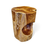 Kinaree Table d'appoint Salavan en Bois de Racine - Tabouret en Teck Massif de 42 cm - Convient comme Support de Fleurs ou Table de Chevet pour Le Salon