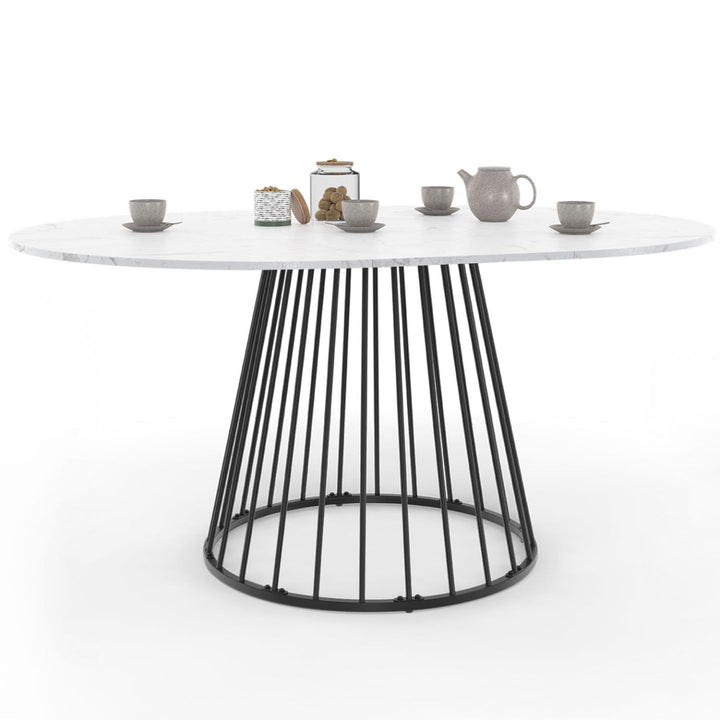 IDMarket - Table à Manger Extensible Ronde Yuna 4-8 Personnes Plateau Effet marbre Blanc Alaska et Noir 110-150 cm IDMarket - Table à Manger Extensible Ronde Yuna 4-8 Personnes Plateau Effet marbre Blanc Alaska et Noir 110-150 cm