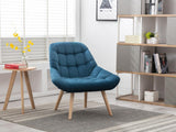 Vente-unique - Fauteuil en Velours Bleu Canard LUOSTO - Scandinave