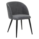 Atmosphera - Chaise Celeste - Gris - Velours côtelé - Pieds métal Noir