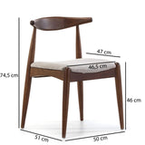 VS Venta-stock Pack 2 chaises Corzo Color Noyer, Bois Massif, 52,5 cm (Longueur) 50 cm (Profondeur) 74,5 cm (Hauteur)
