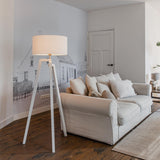 QAZQA puros - Lampe de table trépied/tripode - 1 lumière - H 1450 mm - Blanc - Moderne - éclairage intérieur - Salon I Chambre I Cuisine I Salle à manger