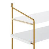 Relaxdays Étagère Murale, HxLxP: 60 x 60 x 15 cm, Rangement à 3 Niveaux, MDF & Fer, Support Salon, Blanc - Or