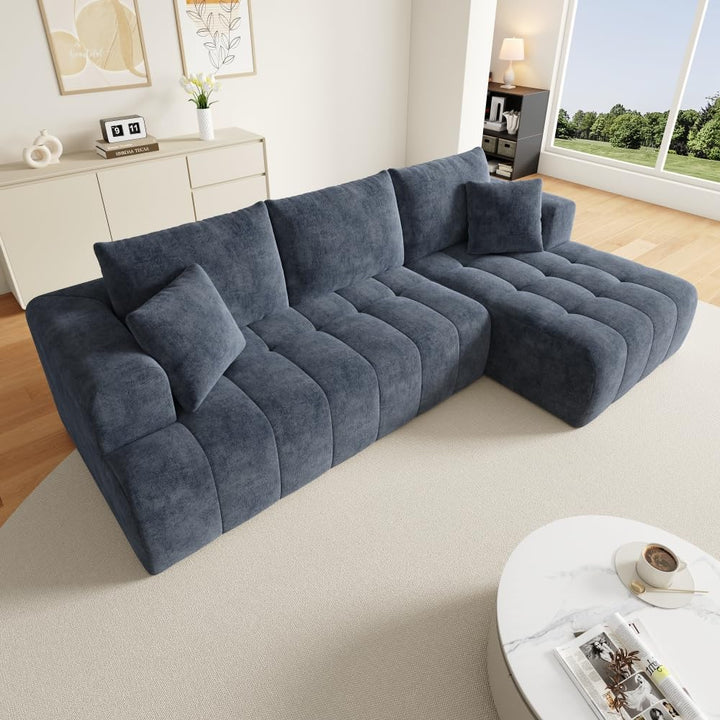 Cayipng Canapé d Cayipng Canapé d'angle modulaire, canapé nuage, canapé 3 places, canapé transformable, tissu chenille, librement combinable, pas besoin de montage (Bleu)