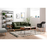 Miliboo Canapé scandinave déhoussable 3 Places en Tissu Velours Bleu Nuit et Bois Clair Oslo