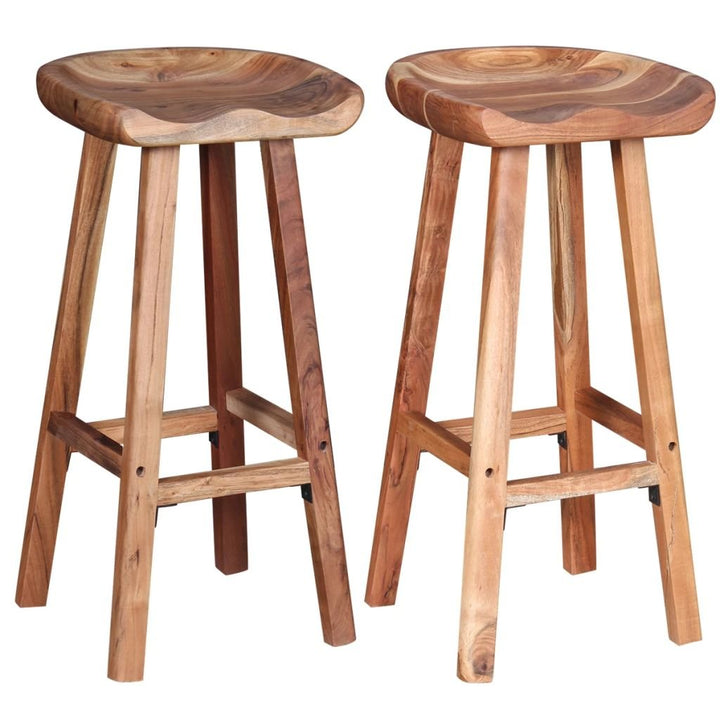 Iiaky Tabourets de Bar Lot de 2 Bois d Iiaky Tabourets de Bar Lot de 2 Bois d'acacia Massif,Chaise De Bar,Chaise Bar Cuisine