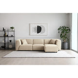 CONCEPT USINE | Canapé Modulable en Velours Côtelé | 3 Places + 1 Pouf | Monroe Beige | Style Moderne et Ultra Tendance | Large Assise et Pouf Modulable | Revêtement : Tissu 100% Polyester