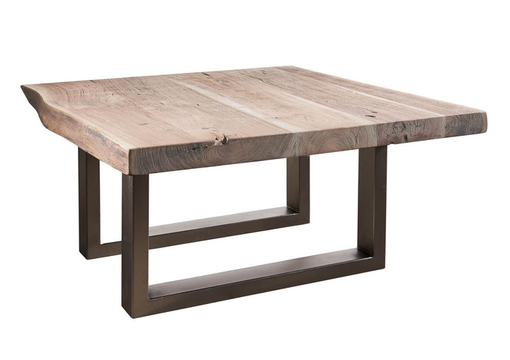 MASSIVMOEBEL24.DE Table Basse carrée 90x90cm - Fer et Bois Massif d MASSIVMOEBEL24.DE Table Basse carrée 90x90cm - Fer et Bois Massif d'acacia laqué (Natural Stone) - Freeform #122
