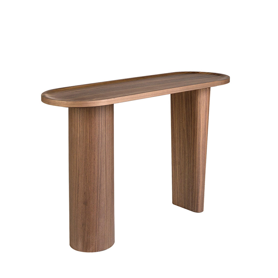 Ángel Cerdá- Console Ovale Demi-Pointe - Bois Plaqué Noyer Naturel - Design Moderne et Élégant - Meubles de Salon - Table D'appoint - Meubles de Couloir - Table D'entrée - Ø120 X 40 X 76 cm