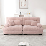 KOMHTOM Petit Canapé 2 Places Chenille avec Coussins Confortables, Accoudoir Courbe et Rembourré - Canapé Modulable Moderne (Rose)