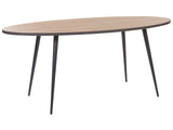 Table de Salle à Manger Ovale 180 x 90 cm Effet Bois de Chêne et Pieds en Métal Noir pour Intérieur Scandinave Rétro ou Moderne Beliani