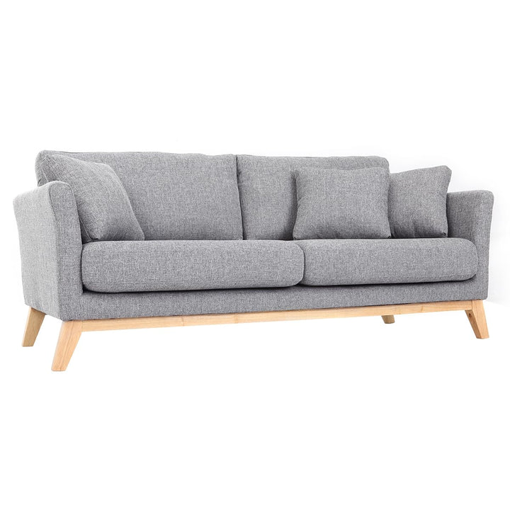 Miliboo Canapé scandinave déhoussable 3 Places en Tissu Gris Clair et Bois Clair Oslo Miliboo Canapé scandinave déhoussable 3 Places en Tissu Gris Clair et Bois Clair Oslo