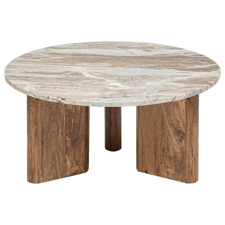 Atmosphera Créateur d Atmosphera Créateur d'Intérieur - Table Basse Coppa en Marbre et Manguier - Table d'Appoint pour Chambre, Salon, Bureau - D92cm