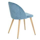 WV LeisureMaster Chaise de Salle à Manger avec Tissu Ergonomique rembourré en Velours sans accoudoirs avec Pieds en métal Chaise d'appoint de Style scandinave Chaise d'invité (Bleu-4PCS)