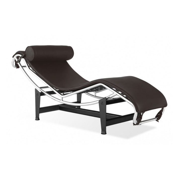 Charles Le Corbusier LC4 Chaise longue marron foncé - Chaise longue moderne avec position coulissante - Cuir marron