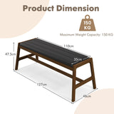 HOMASIS Banc rembourré en bois massif avec siège en PVC et mousse - Charge maximale : 150 kg - Banc de salle à manger pour salle à manger, cuisine, salon, noyer et noir