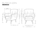 SUENOSZZZ-ESPECIALISTAS DEL DESCANSO Fauteuil nordique IZAN une place, fauteuil tapissé en tissu anti-taches, couleur beige