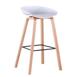 BenyLed Lot de 2 Tabourets de Bar avec Assise en Polypropylène et Pieds en Bois de Hêtre, Hauteur de l’Assise 70 cm, Blanc