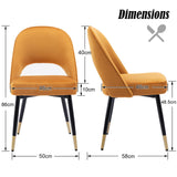 chairus Chaises de Salle à Manger sans Accoudoirs Lot de 2 Chaise de Bureau en Velours Moderne Chaise Rembourrée pour Cuisine Salon (Jaune-2)