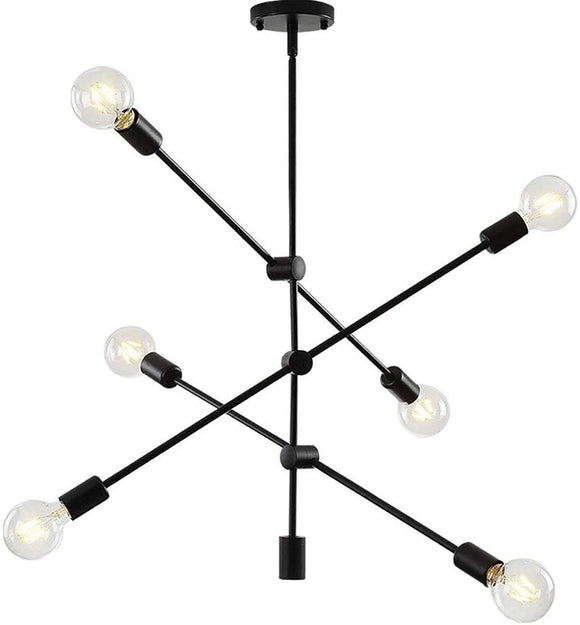 Spoutnik Lustre Plafonnier Plafonnier 6 lumières Moyen-Century Moderne Angle Réglable Pendentif Lumière Lumière pour Chambre Salon Salon Salle à Manger