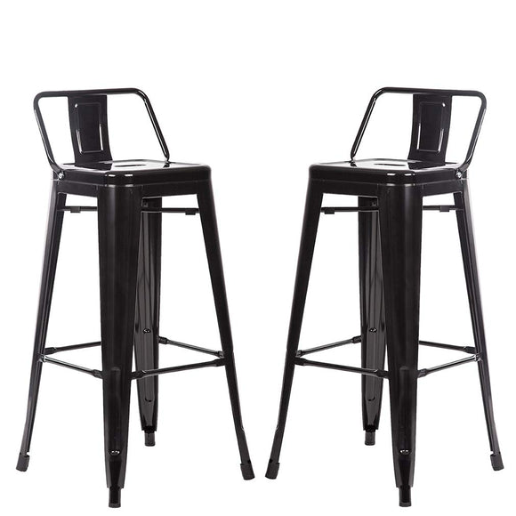 FDW Lot de 2 tabourets de Bar empilables en métal à Hauteur réglable de 76,2 cm, chaises de Cuisine, de terrasse, de Salle à Manger, tabourets de Bar Style Tolix, Noir