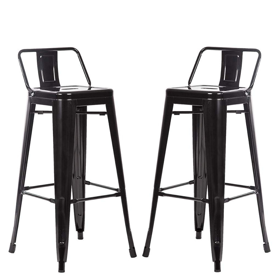 FDW Lot de 2 tabourets de Bar empilables en métal à Hauteur réglable de 76,2 cm, chaises de Cuisine, de terrasse, de Salle à Manger, tabourets de Bar Style Tolix, Noir