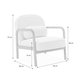 sweeek - Fauteuil scandinave Bois d'hévéa Finition Noyer Clair et Dossier Arrondi en Bouclette Blanche - Amelie