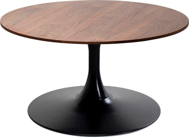 Kare Design Schickeria Table Basse en Noyer, Noir/Marron, diamètre 80 cm, Table d Kare Design Schickeria Table Basse en Noyer, Noir/Marron, diamètre 80 cm, Table d'appoint, Table de Salon, Aspect Bois, Structure en Acier, Ronde, rétro