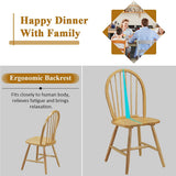 Lot de 4 chaises de salle à manger Windsor en bois d'hévéa massif avec dossier de broche, chaises de style campagnard pour cuisine, restaurant et bistrot, finition bois naturel