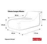 Ecopuf Master | Pouf Fauteuil de Jardin Chaise Longue | Pouf d'extérieur XXL en Polyester imperméable | Pouf Poire avec Poche latérale | Pouf Exterieur Dim 115 x 65 x 60