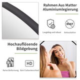 Koonmi Miroir Mural Rond Noir 60 cm avec Cadre en métal brossé pour Salle de Bain, lavabo, Salon, Chambre à Coucher, entrée Murale…