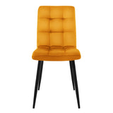 ML-Design Set de 4 Chaise de Salle à Manger, Jaune Moutarde, Revêtement en Velours, Pieds en Métal Noir, avec Dossier Ergonomique, Design Moderne, pour Le Salon Bureau Chambre Cuisine Table à Manger
