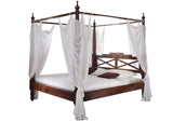 MASSIVMOEBEL24.DE Lit à baldaquin 180x200 Acacia laqué Nougat Oxford #246