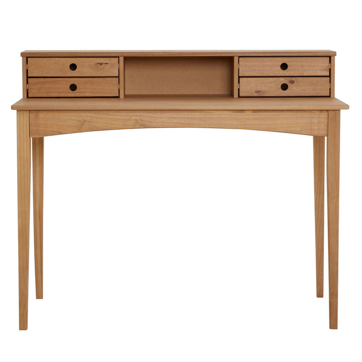 IDIMEX Bureau secrétaire Milano en pin Massif avec 4 tiroirs et 1 Niche, Bois lasuré Brun