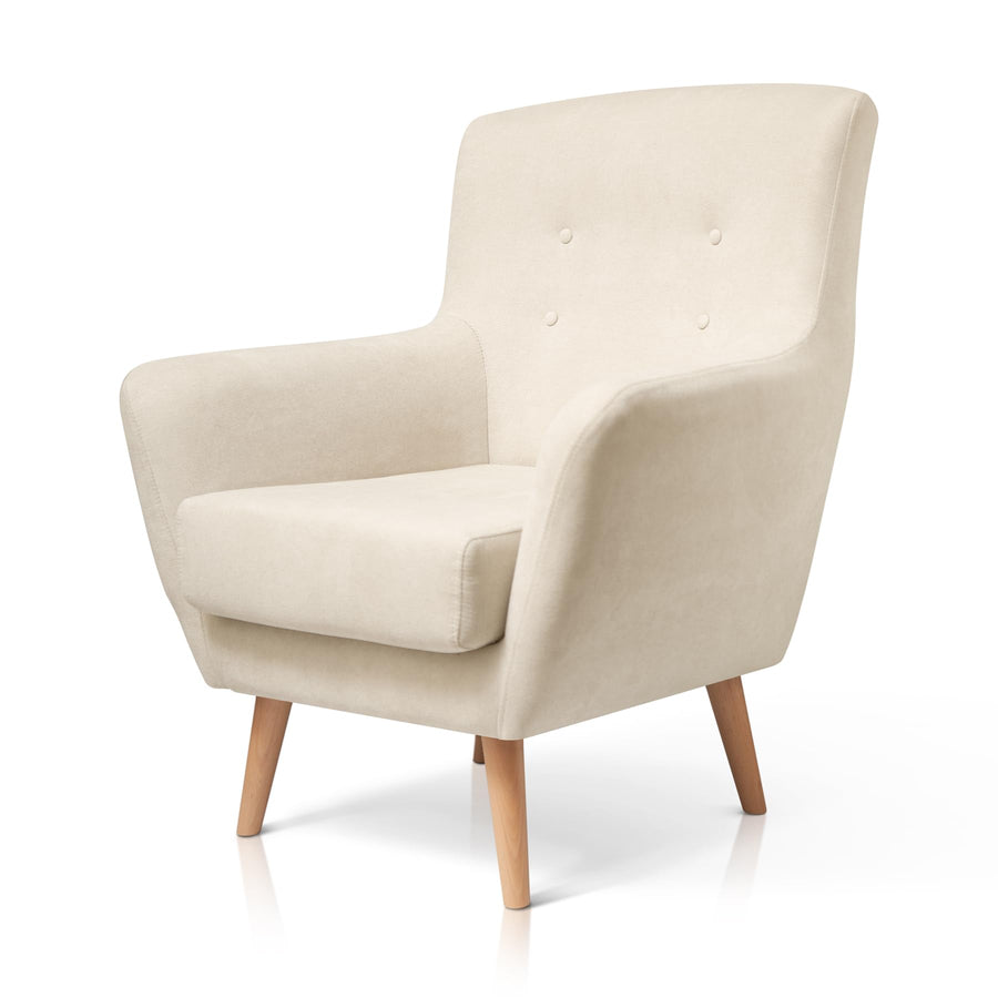 SUENOSZZZ-ESPECIALISTAS DEL DESCANSO Fauteuil nordique IZAN une place, fauteuil tapissé en tissu anti-taches, couleur beige SUENOSZZZ-ESPECIALISTAS DEL DESCANSO Fauteuil nordique IZAN une place, fauteuil tapissé en tissu anti-taches, couleur beige