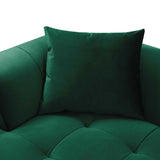 Mobilier-Deco Anya - Canapé d'angle capitonné en Velours Vert - Angle Gauche