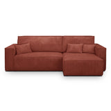 HOMIFAB Canapé d'angle Convertible réversible 4 Places avec Coffre de Rangement en Velours côtelé Rouille - Livia, 240 x 101/154 x 84 cm