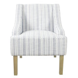 HomePop Fauteuil d'appoint en velours avec accoudoirs Swoop, rayures bleues et blanches