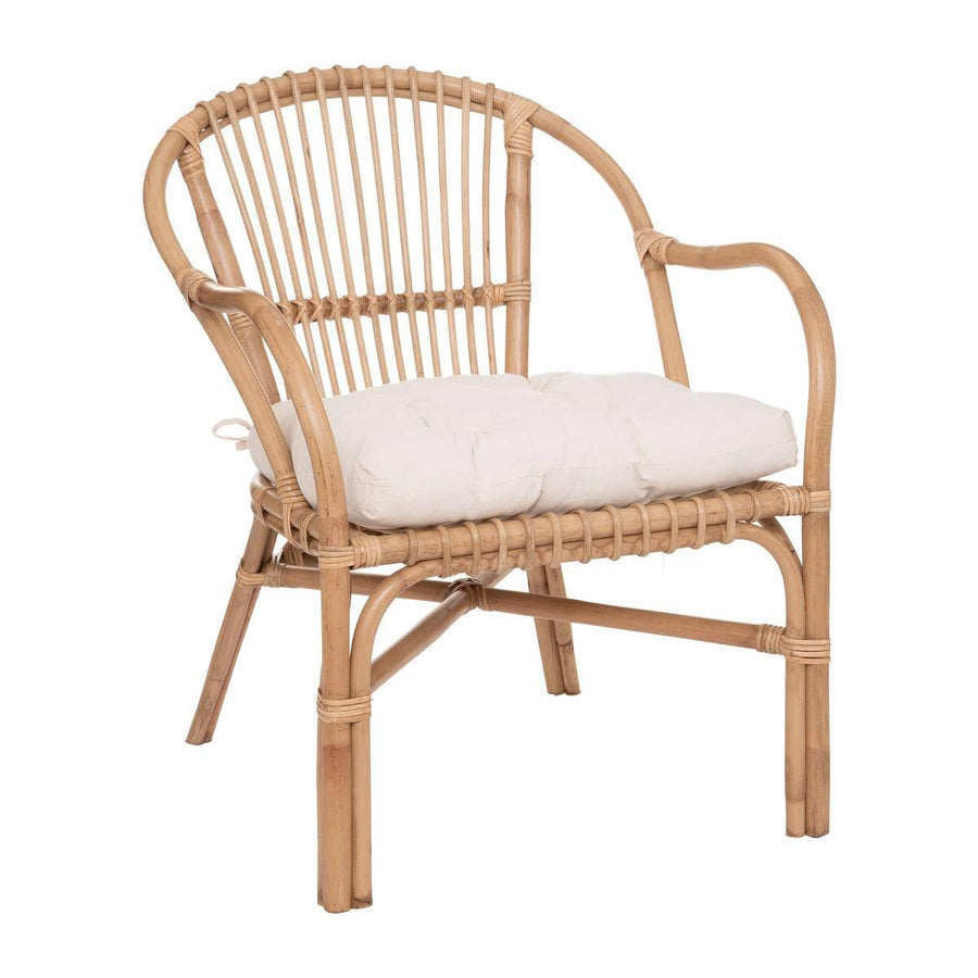 Atmosphera - Fauteuil Neta - rotin et Coton - Blanc Atmosphera - Fauteuil Neta - rotin et Coton - Blanc