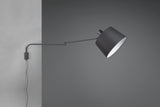 Trio Leuchten Baldo 200600132 Applique murale en métal noir mat avec abat-jour en tissu noir, 1 x E27