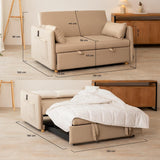 Nalui Nest 2 canapés lit 2 Places 3 en 1 avec Dossier réglable et 2 oreillers, supporte jusqu'à 240 kg, canapé 2 Places Convertible en lit de 120 x 190 cm, Beige