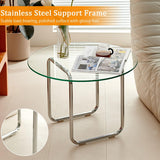 Table D'appoint Ronde En Verre,Table Basse Salon,Table D'appoint Bout De Canapé,Table Canapé,Gueridon Salon,Bout De Canapé De Salon,Table Basse Avec Pieds En Métal,Pour Salon, Bureau(Transparent,23.6i